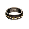 Load image into Gallery viewer, Steel Polished Gold Plated Inlayed Ring