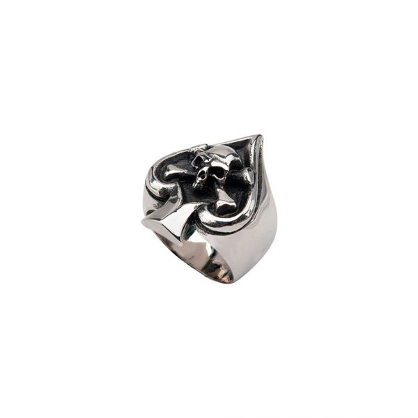 Sovereign Steel Black Oxidized Skull Spade Ring