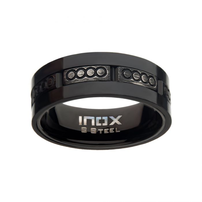 Antiqued Black IP & Carbon Fiber Ring