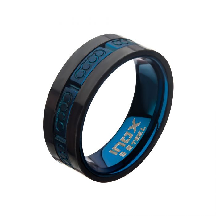 Antiqued Black IP & Carbon Fiber Ring