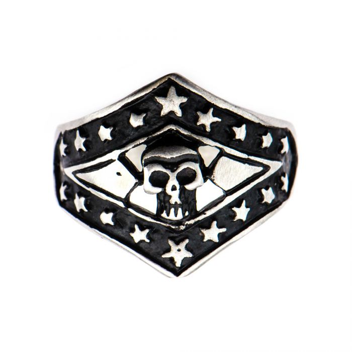 Stainless Steel Skull and Star Ring