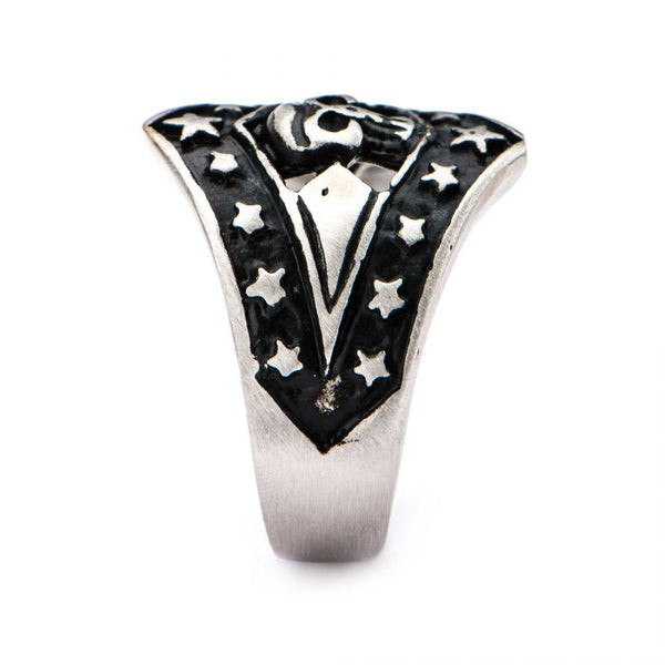 Stainless Steel Skull and Star Ring