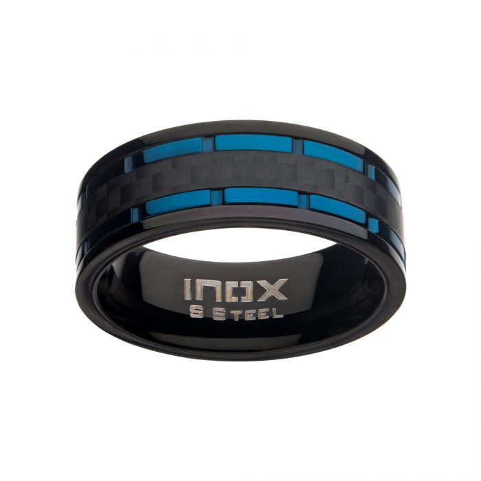 Blue IP/Black IP Lines & Carbon Fiber Hammered Ring