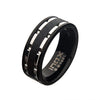Load image into Gallery viewer, Stainless Steel/Black IP Lines &amp; Carbon Fiber Hammered Ring