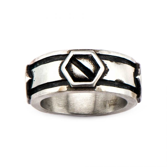 Stainless Steel Brushed Gunmetal Finish Screw Ring