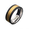 Load image into Gallery viewer, Stainless Steel &amp; Carbon Fiber with Gold IP Hammered Ring