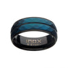 Load image into Gallery viewer, Stainless Steel with Matte Black &amp; Blue IP Double Hammered Ring