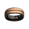 Load image into Gallery viewer, Stainless Steel with Matte Black &amp; Rose Gold IP Double Hammered Ring