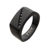Load image into Gallery viewer, Stainless Steel Black Plated with Black CZ Gem in Diagonal Line Polished Signet Rings