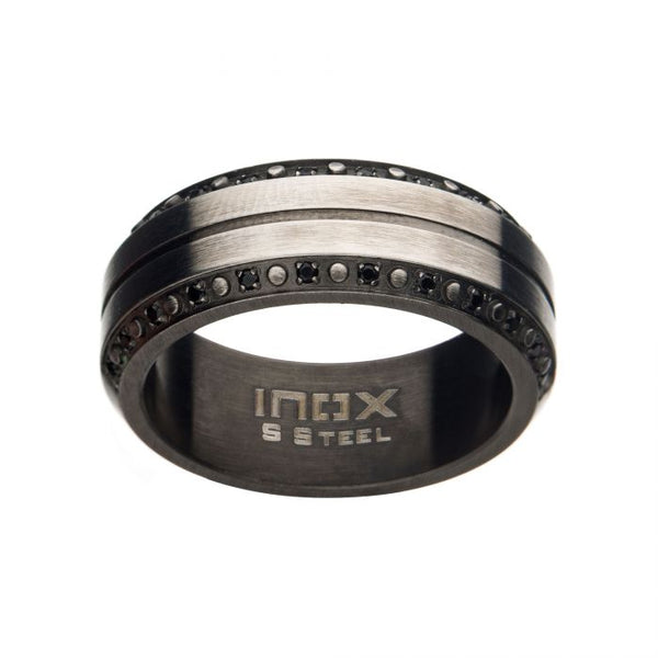 24pcs 1mm Black CZ Stainless Steel & Gun Metal IP Ring