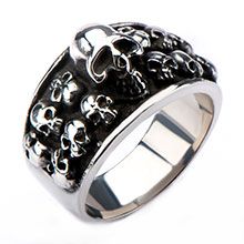 Antique and Polished Finish Casted Graveyard MultiSkull Ring