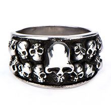 Antique and Polished Finish Casted Graveyard MultiSkull Ring