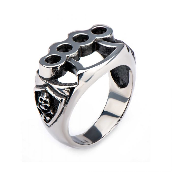 Stainless Steel Skull and Knuckle Ring