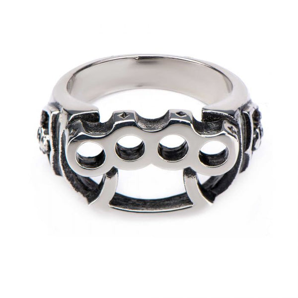 Stainless Steel Skull and Knuckle Ring