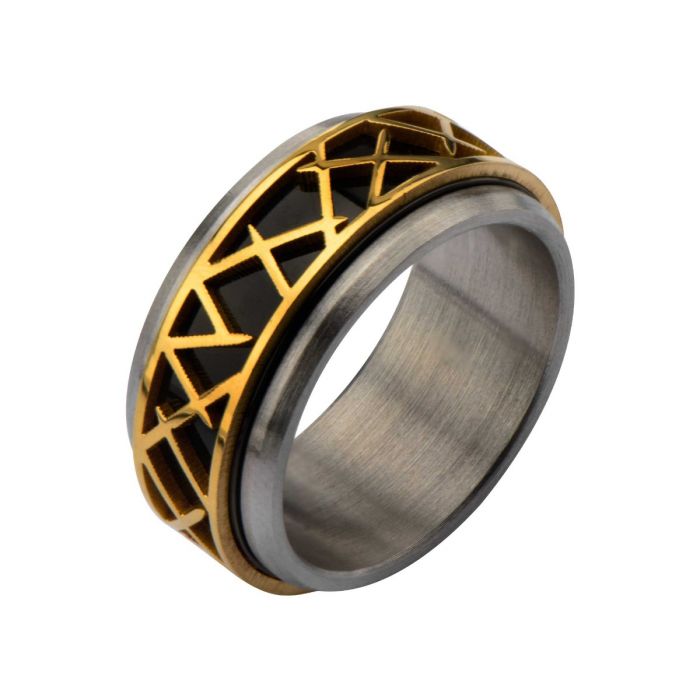 Plated Black with Plated Gold Thorn Ring