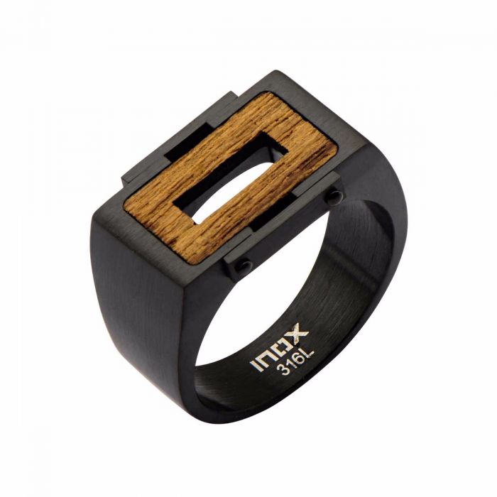 IP Black with Ebony Wood Ring