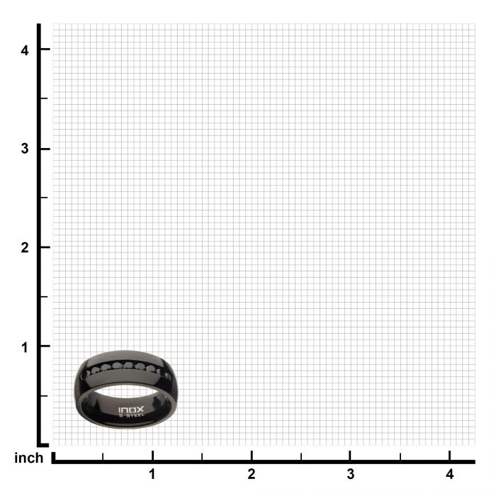 Stainless Steel Black Plated with Black CZ Gem Polished Signet Rings