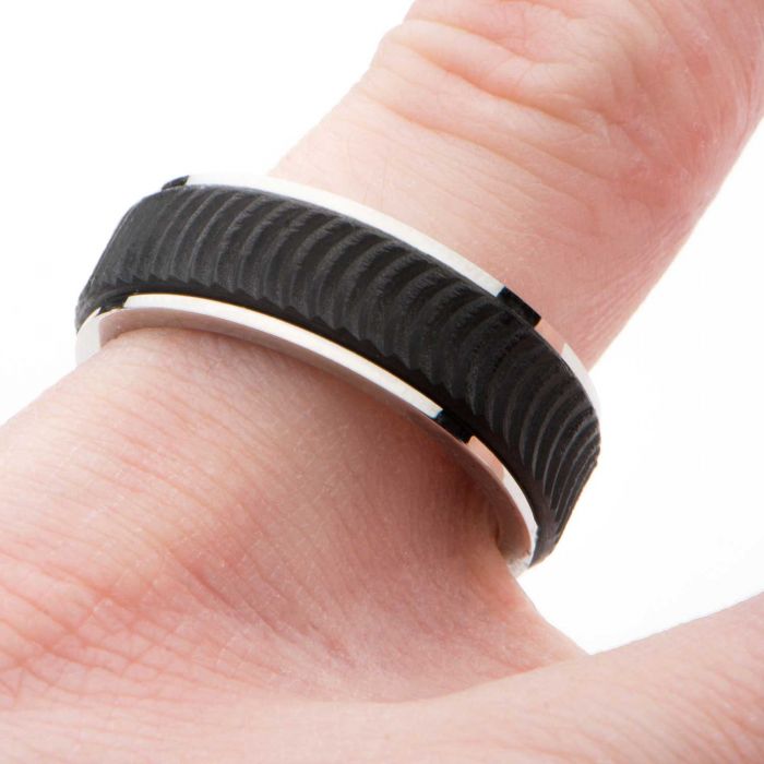 Center Solid Carbon Fiber Ridged Ring