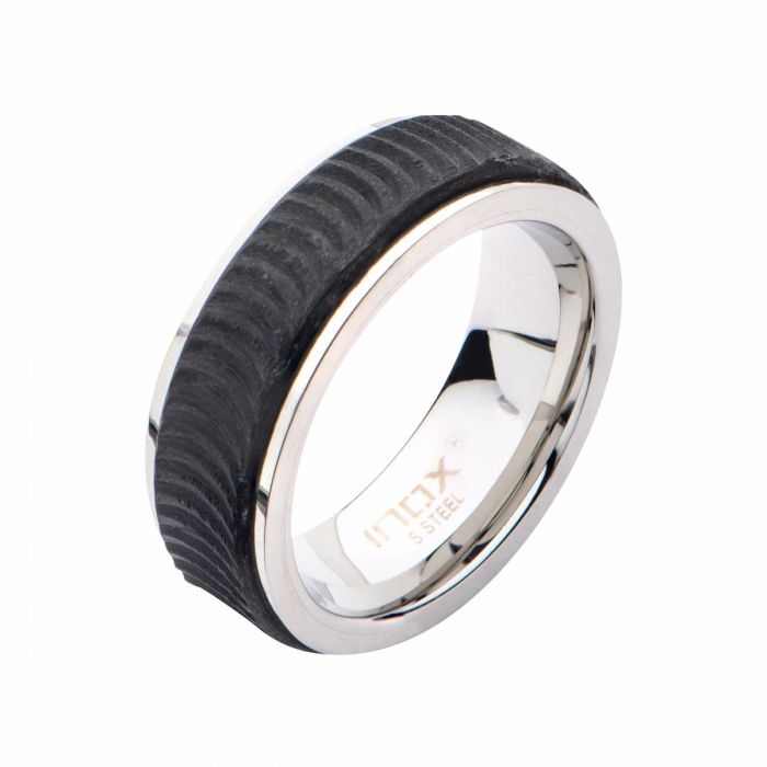 Center Solid Carbon Fiber Ridged Ring