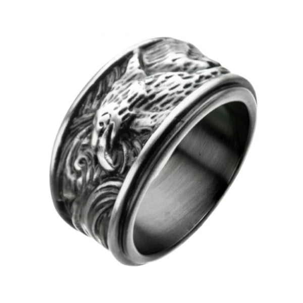 Stainless Steel Brushed Antique Eagle Rings