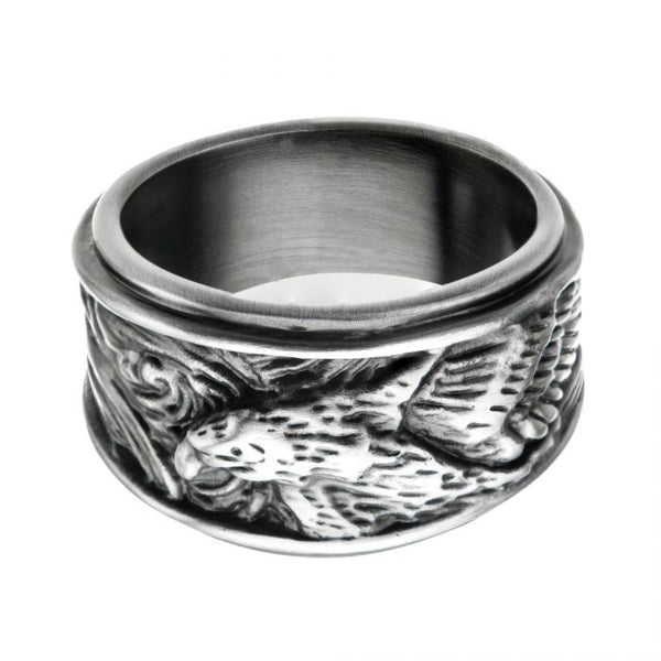 Stainless Steel Brushed Antique Eagle Rings