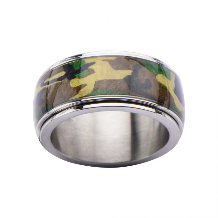 Steel Camo Army Spinner Ring