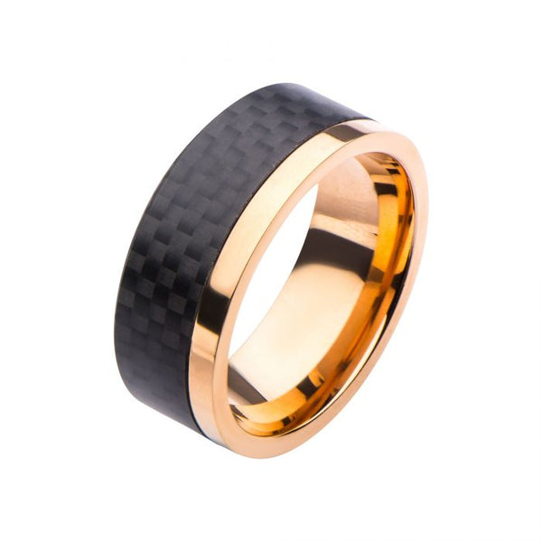 Rose Gold Plated & Solid Carbon Patterned Design Ring