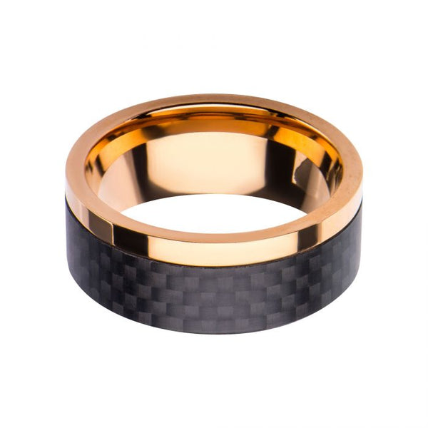 Rose Gold Plated & Solid Carbon Patterned Design Ring