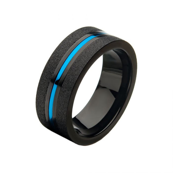 Steel Brushed with Blue Plated and Black Plated Ring