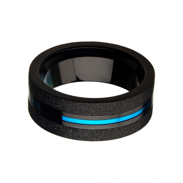 Steel Brushed with Blue Plated and Black Plated Ring
