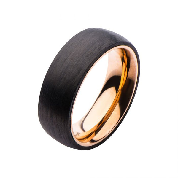 Solid Carbon & Rose Gold Plated Ring