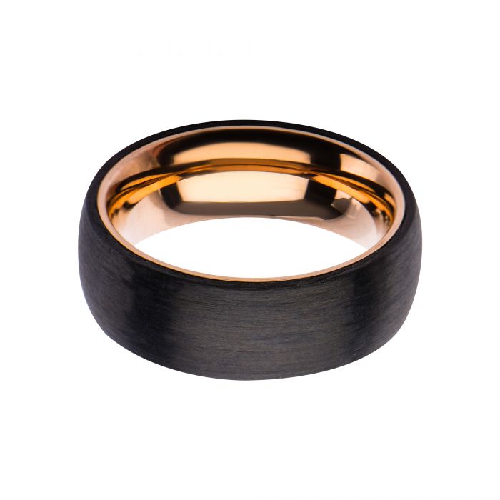 Solid Carbon & Rose Gold Plated Ring