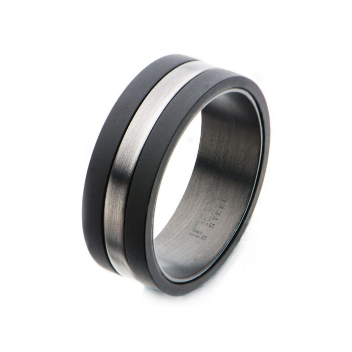 Solid Carbon with Antiqued Silver Plated Nero Ring