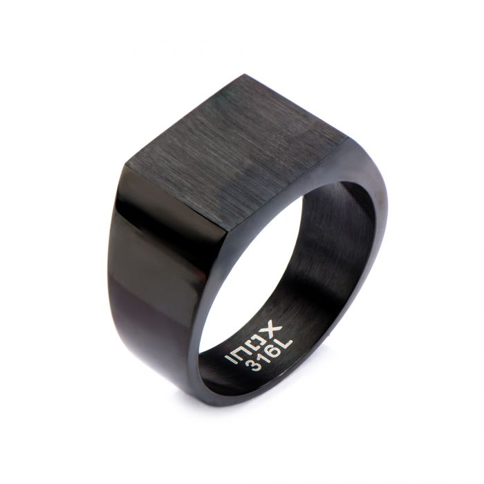 Black Plated & Engravable Polished Ring