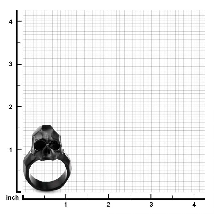 Matte Finished Black Plated Geometric Skull Ring