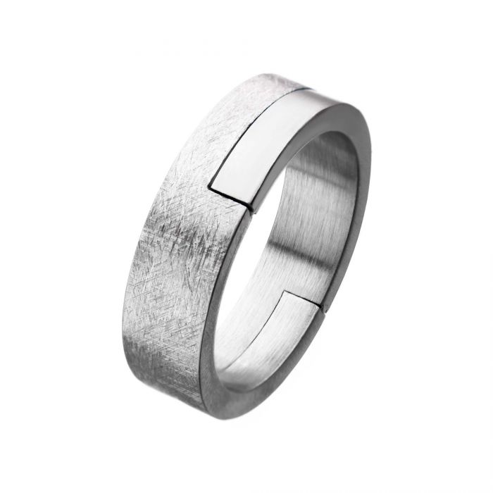 Modern BlockTextured Stainless Steel Ring