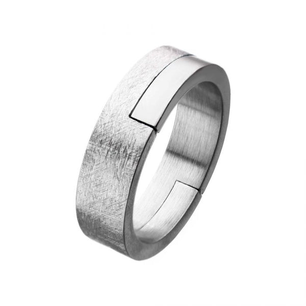 Modern BlockTextured Stainless Steel Ring