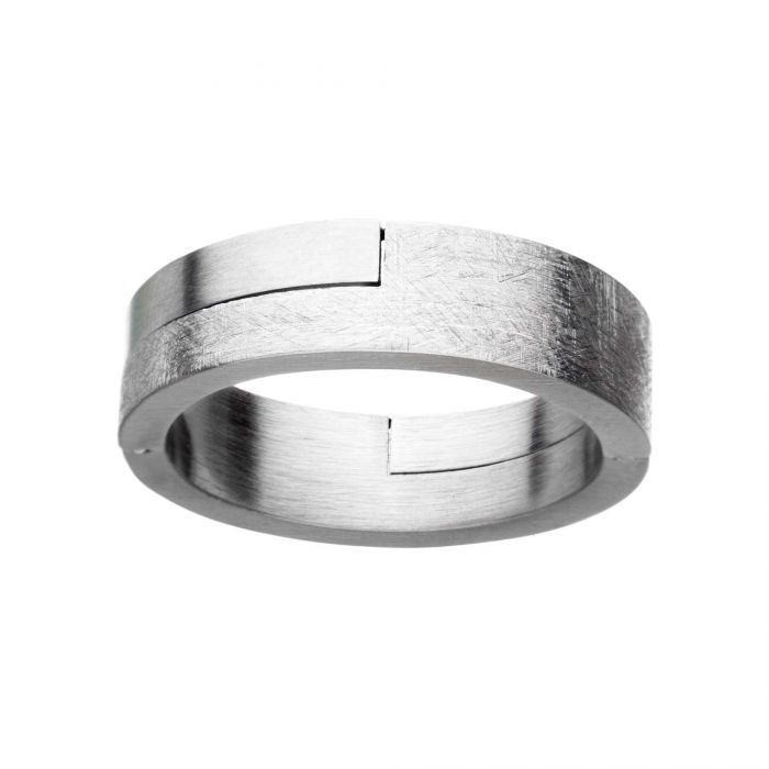 Modern BlockTextured Stainless Steel Ring