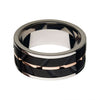 Load image into Gallery viewer, Stainless Steel &amp; Black IP Raised Wave Ring