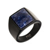 Load image into Gallery viewer, Stainless Steel Matte Black Plated Signet Rings with Polished Sodalite