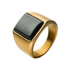 Load image into Gallery viewer, Stainless Steel Matte Gold Plated Signet Rings with Polished Hematite