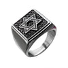 Load image into Gallery viewer, Stainless Steel with Black CZ Star of David Ring