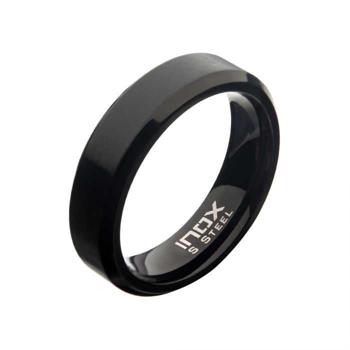 6mm Matte Stainless Steel Beveled Ring