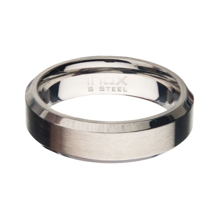 8mm Matte Stainless Steel Beveled Ring