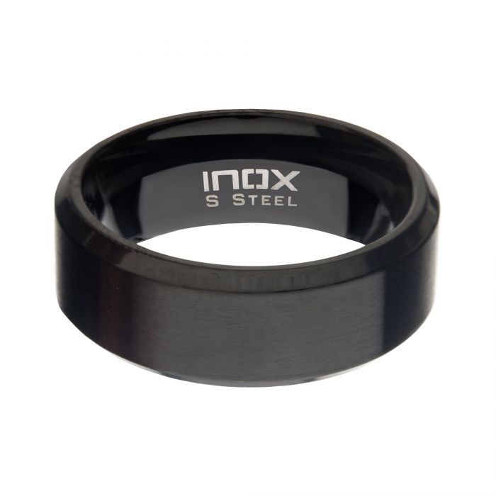 8mm Matte Stainless Steel Beveled Ring