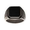 Load image into Gallery viewer, Stainless Steel Silver Plated with Black Agate Stone Ring