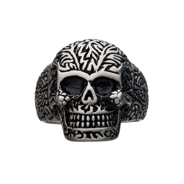 Steel Matte Finish Skull Ring