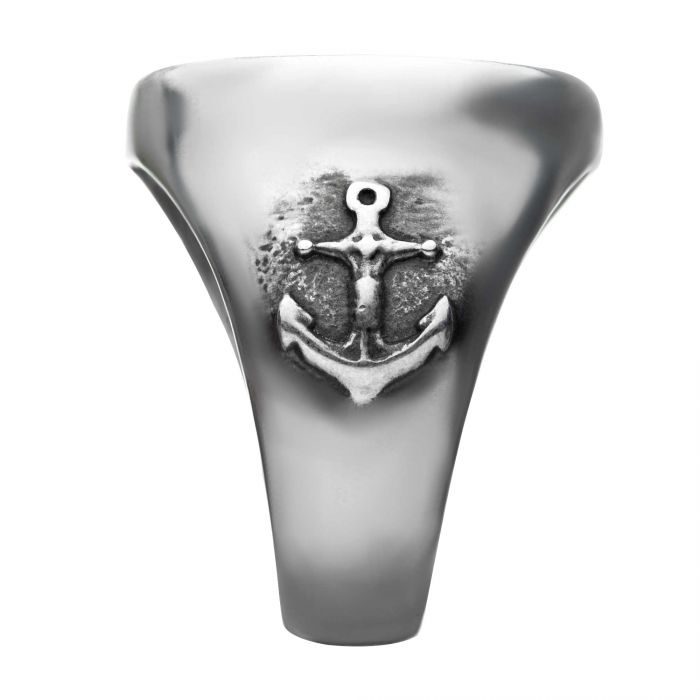 Stainless Steel Antiqued Finish with Compass and Vintage Anchor Rings