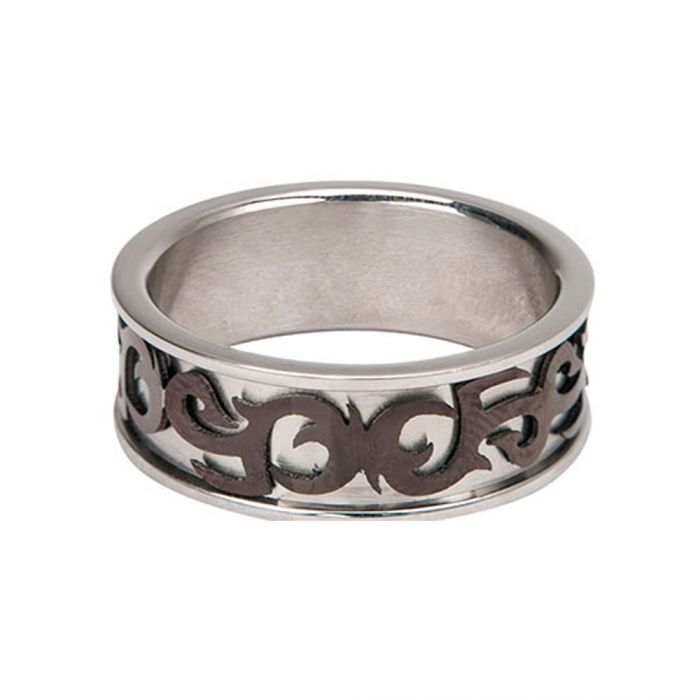 Stainless Steel Black 3D Trible Band Ring