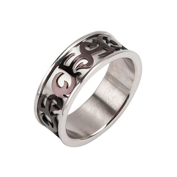 Stainless Steel Black 3D Trible Band Ring
